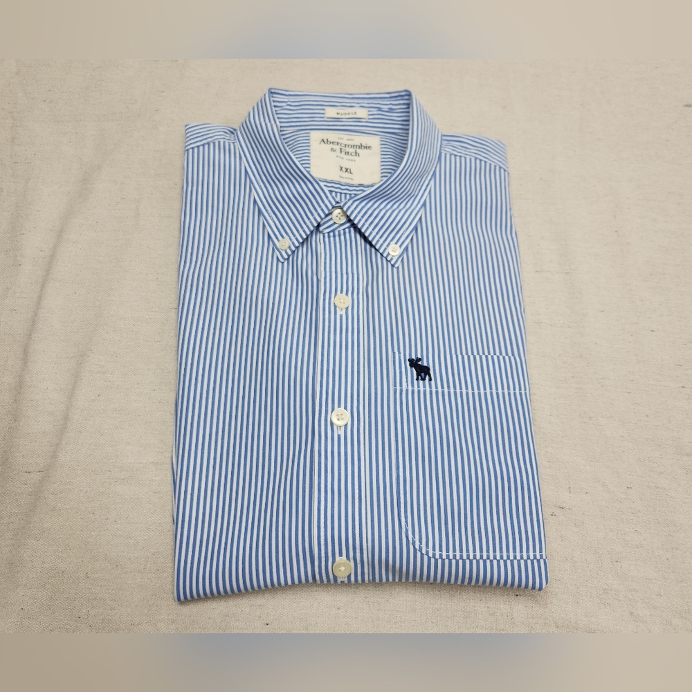 Mens Abercrombie & Fitch Vintage Muscle Fit Stripe Short Sleeve Shirt Size XXL